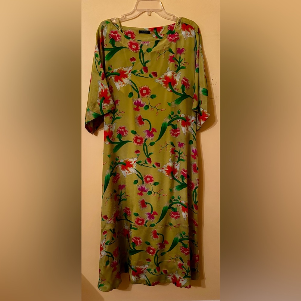 Natori Chikayo-Obi Silk Dress in Yellow and Pink